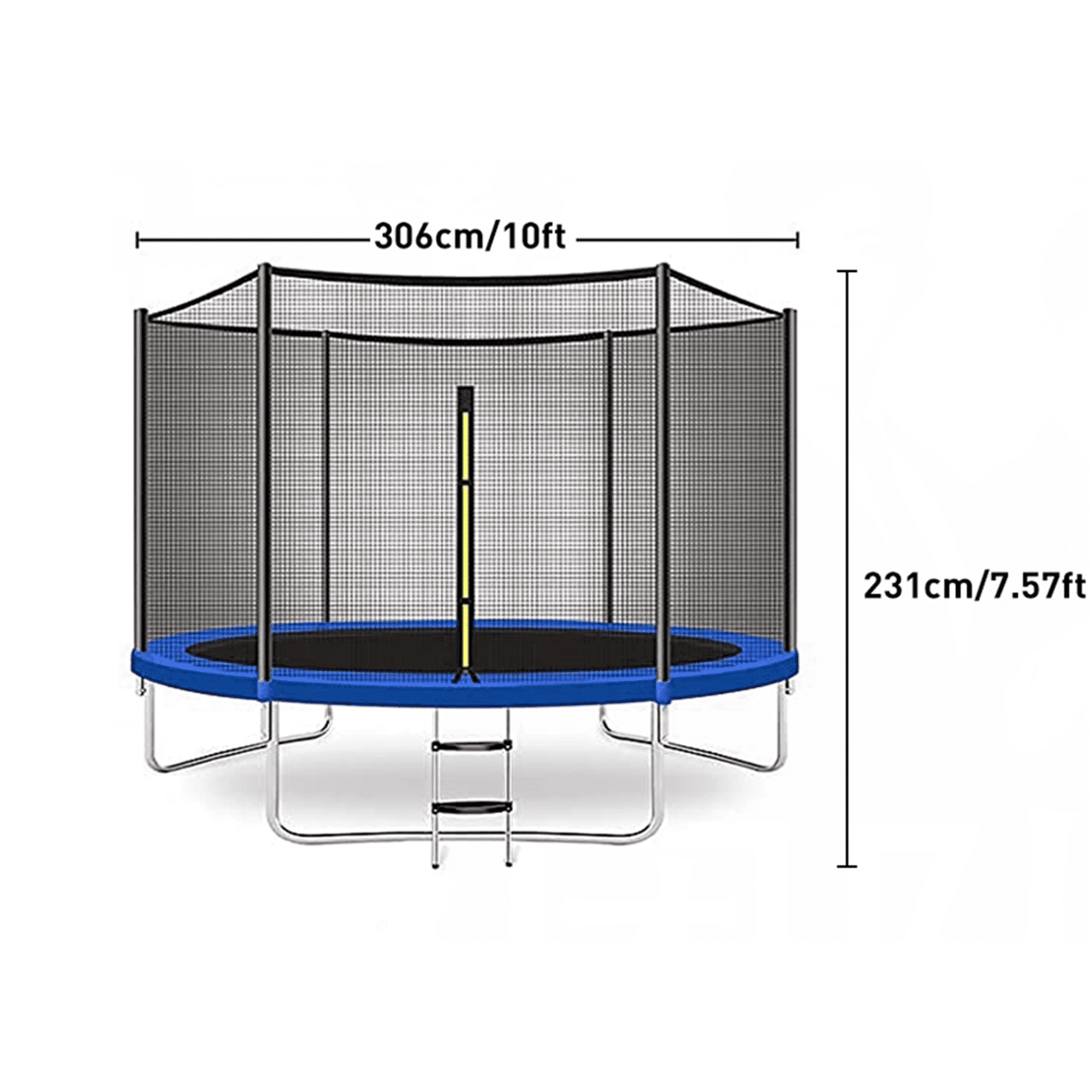 Doufit 10FT Trampoline Jump Recreational Backyard Trampolines Weight Capacity 330LBS with Safe Enclosure Net for 3-4 Kids Adults Indoor Outdoor
