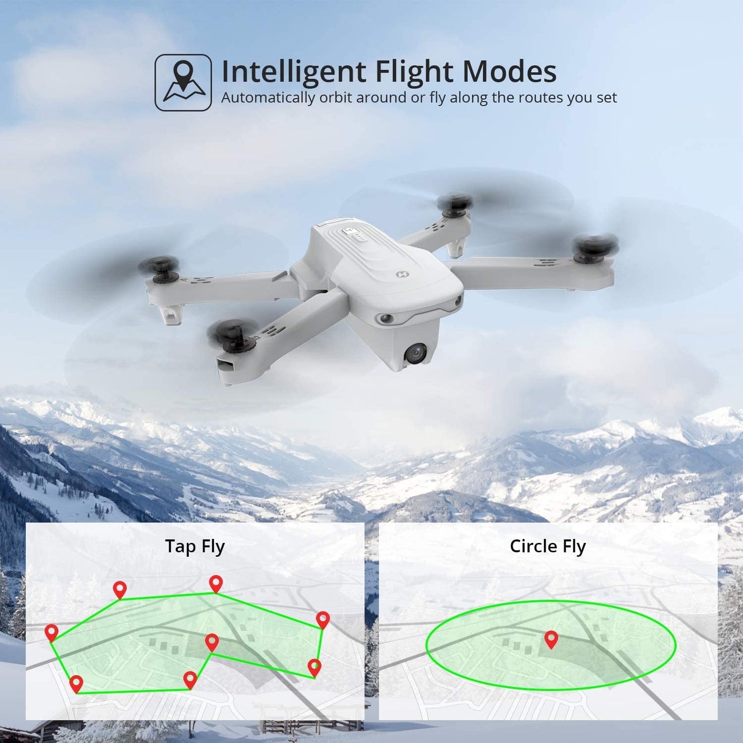 Holy Stone HS175 GPS Drone with Camera for Adults, RC Quadcopter with 2K Camera, Auto Return Home, 2 Batteries, Grey