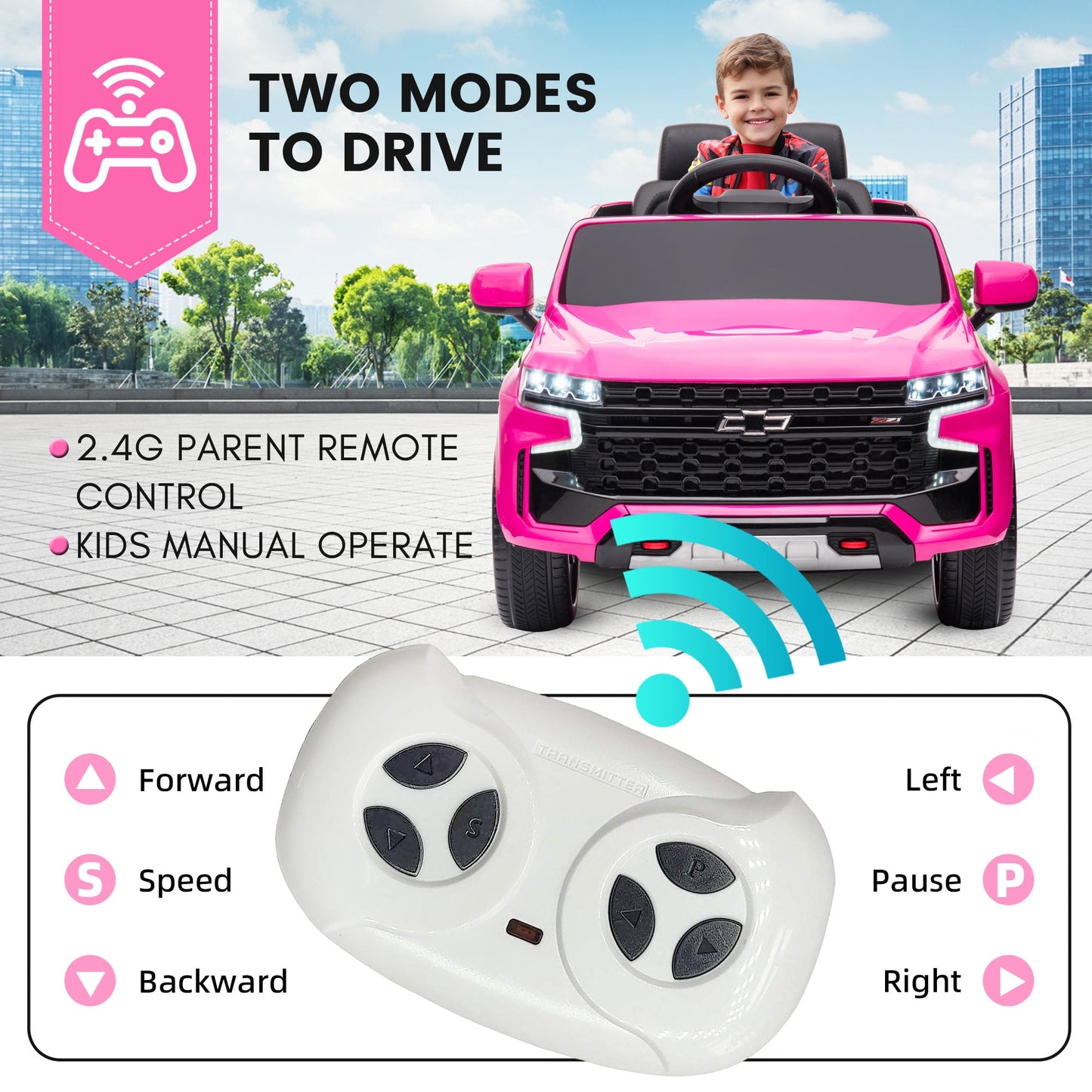 Kids Ride on Car, 12V Powered Ride on Toy with Remote Control, 4 Wheels Suspension, Safety Belt, MP3 Player, LED Lights, Electric Vehicles for 3-5 Years Boys Girls, Black