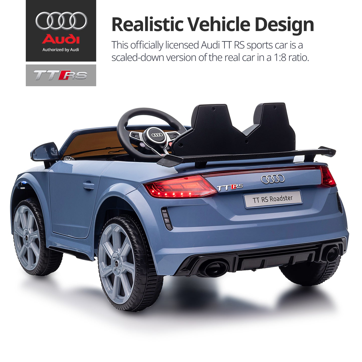 Hikiddo Electric Ride on Car for Kids, Licensed Audi 12V 7Ah Kids Ride-on Toy for Toddlers 2-5 Girl with Remote, Bluetooth - Pink
