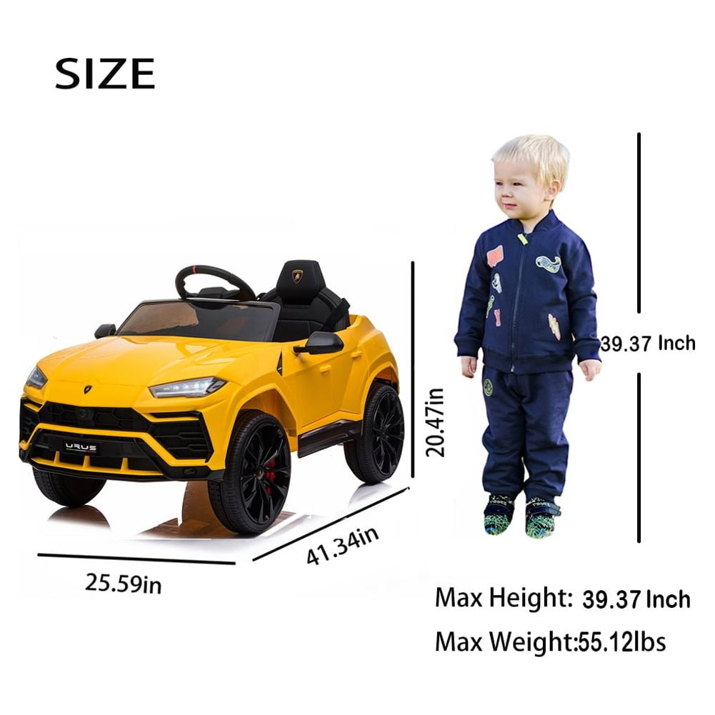 Lamborghini Urus 12V Electric Powered Ride on Car Toys for Girls Boys, Black Kids Electric Vehicles Ride on Toys with Remote Control, Foot Pedal, MP3 Player and LED Headlights, CL61