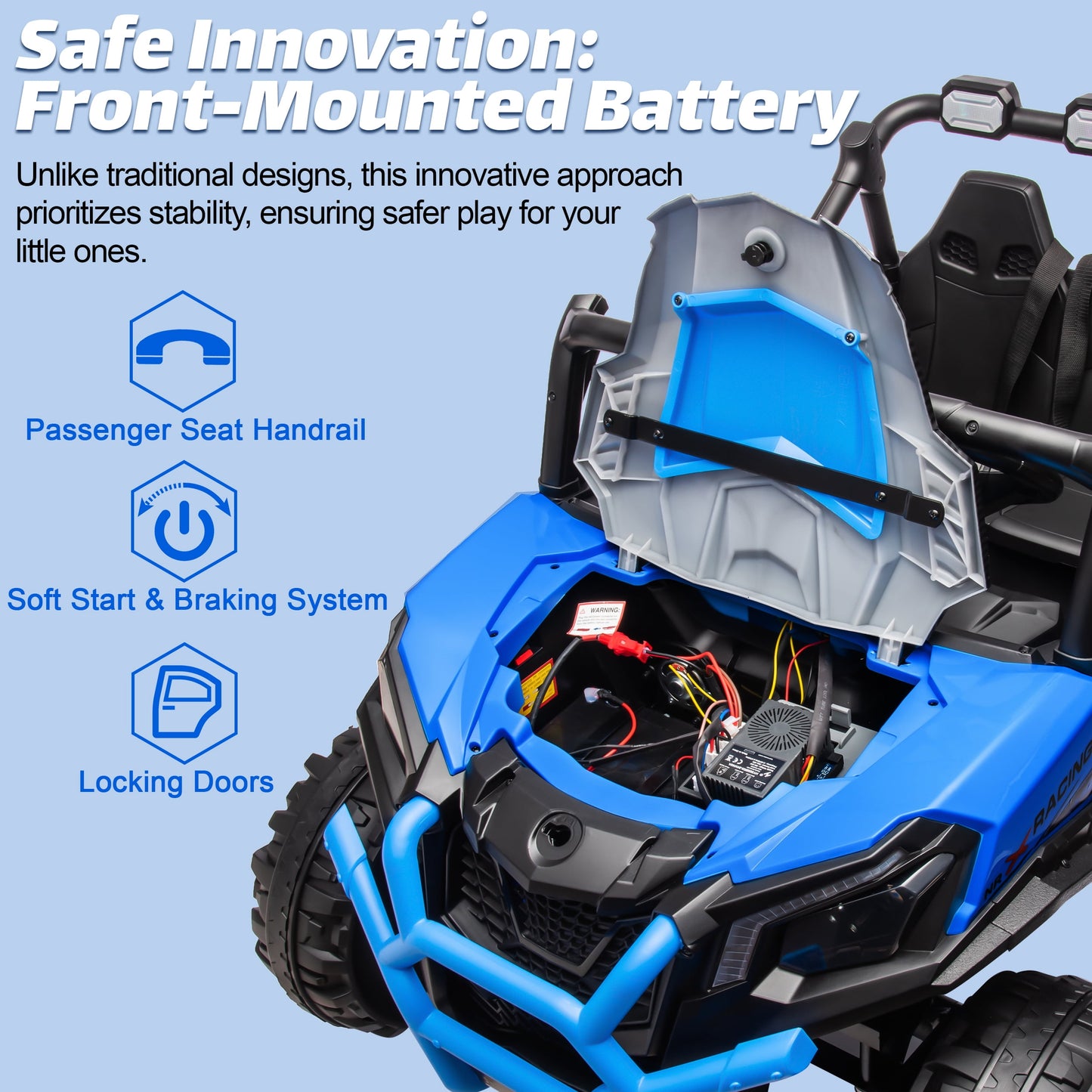 Joyracer 4WD 24V Ride on Toys Car w/ 2 XL Seater Remote Control, Electric Off-Road UTV w/ 4*200W Motor, Powered 4-Wheeler Toy, LED Lights, Spring Suspension, 3 Speeds, Bluetooth Music, Black