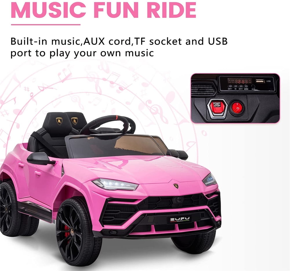 Lamborghini Urus 12V Electric Powered Ride on Car Toys for Girls Boys, Black Kids Electric Vehicles Ride on Toys with Remote Control, Foot Pedal, MP3 Player and LED Headlights, CL61