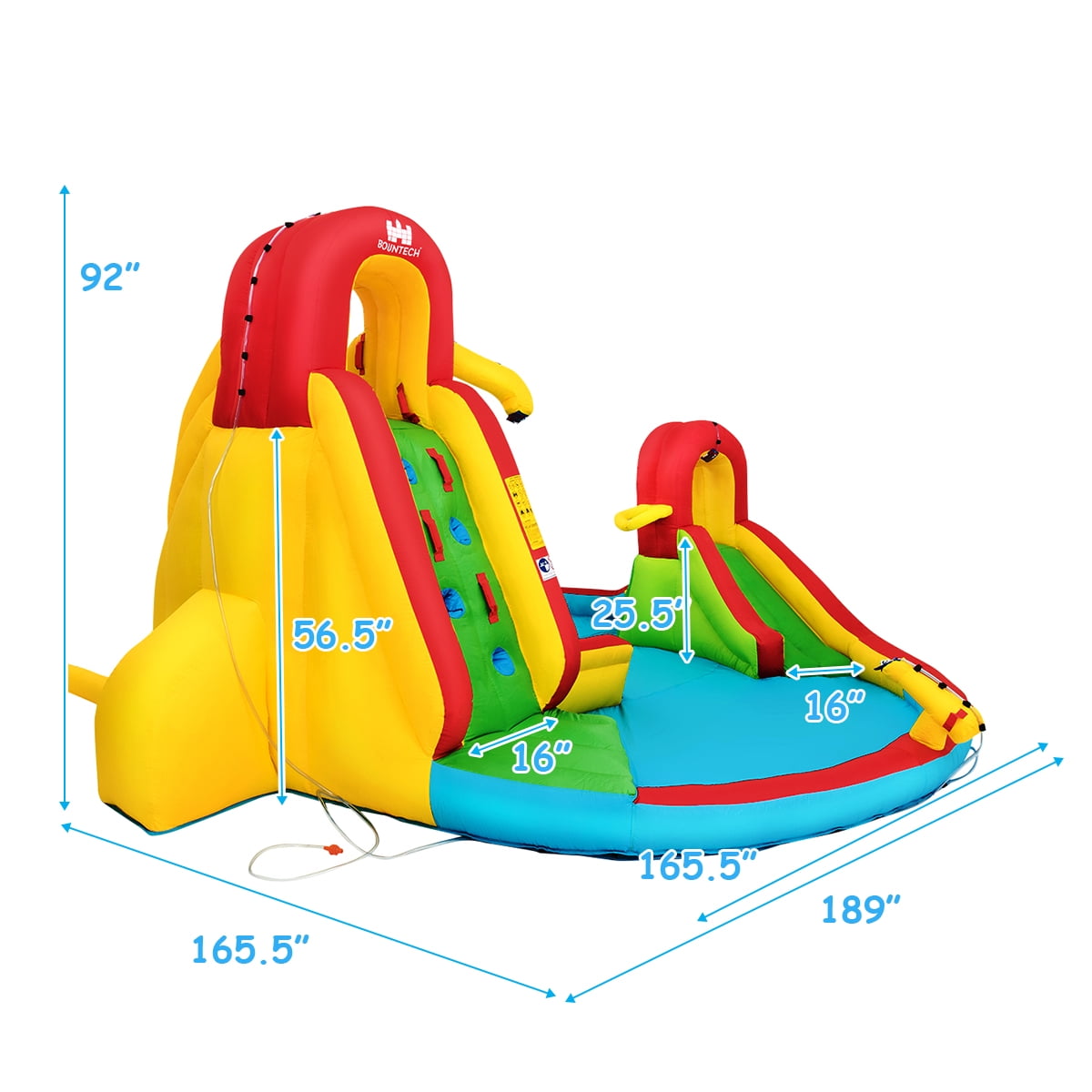 Costway Kids Inflatable Water Slide Bounce Park Splash Pool with Water Cannon & 480W Blower
