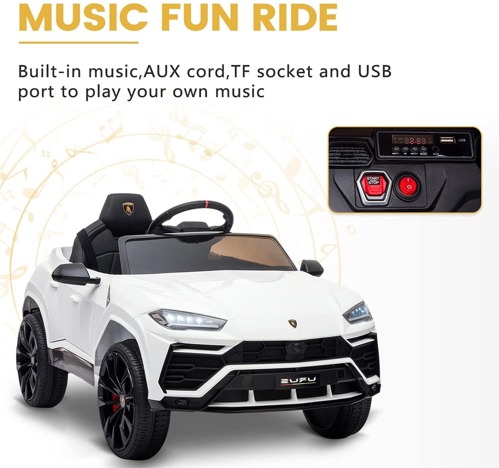 Lamborghini Urus 12V Electric Powered Ride on Car Toys for Girls Boys, Black Kids Electric Vehicles Ride on Toys with Remote Control, Foot Pedal, MP3 Player and LED Headlights, CL61