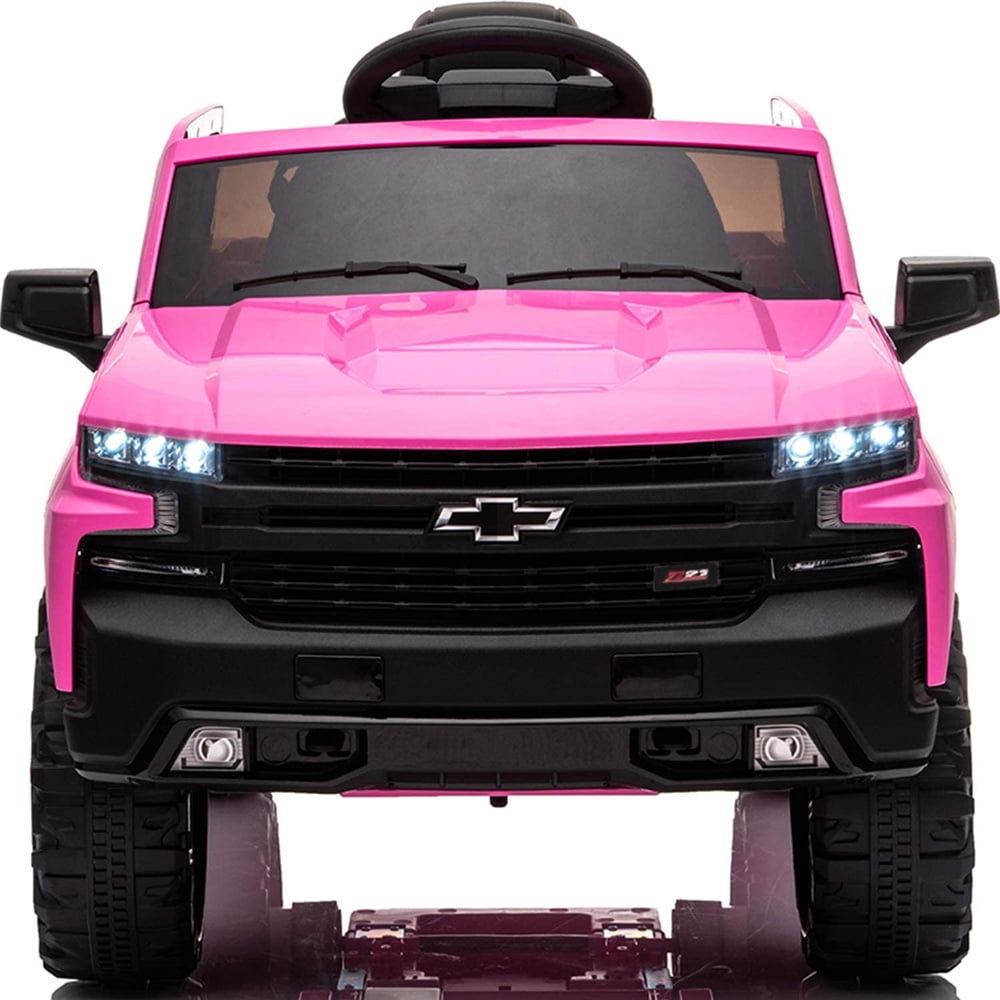 Chevrolet Silverado 12V Ride on Truck, Black Ride on Toys with Remote Control, Battery Powered Ride on Cars for Boys, Electric Cars for Kids to Ride, LED Lights, MP3 Music, Foot Pedal, CL220