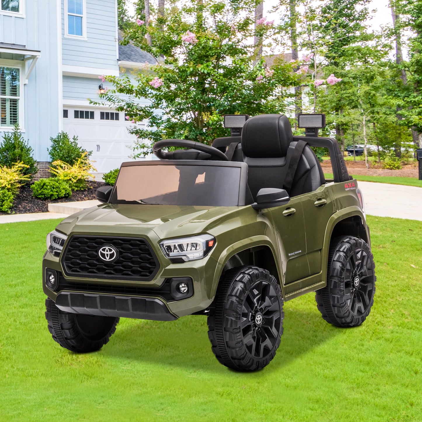 Licensed Toyota Tacoma Electric Ride on Vehicle for Kids, 12V Powered Ride on Car Toys with Remote Control, LED Lights, MP3 Player, Green