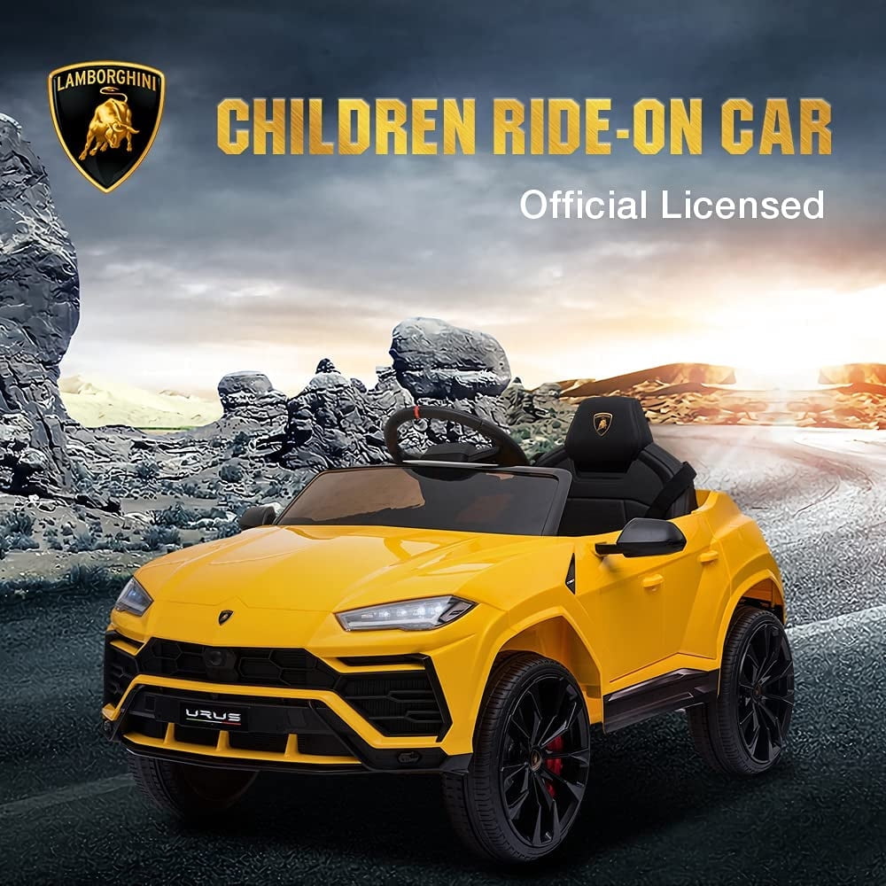 Lamborghini Urus 12V Electric Powered Ride on Car Toys for Girls Boys, Black Kids Electric Vehicles Ride on Toys with Remote Control, Foot Pedal, MP3 Player and LED Headlights, CL61