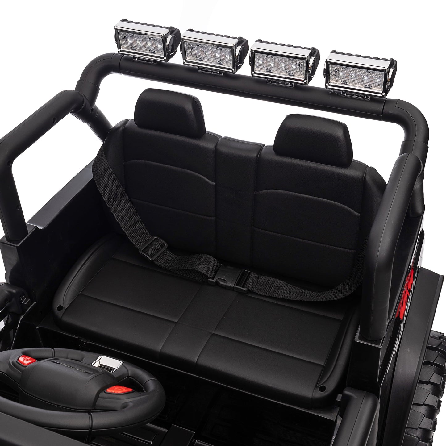 Joyracer 24V Kids Ride on Truck Car with Remote Control & 2 Seater, 2*200W Motor, 9 AH Battery Powered Toy Car w/ Spring Suspension, 4 Large Wheels, 3 Speeds, LED Lights, Bluetooth Music, Black