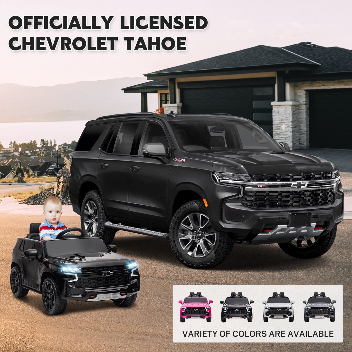 Kids Ride on Car, 12V Powered Ride on Toy with Remote Control, 4 Wheels Suspension, Safety Belt, MP3 Player, LED Lights, Electric Vehicles for 3-5 Years Boys Girls, Black