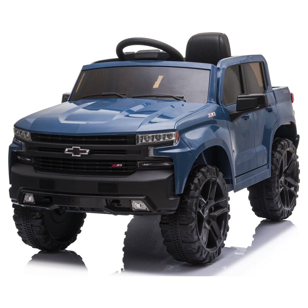 Chevrolet Silverado 12V Powered Ride on Cars for Kids, Remote Control, LED Light, MP3 Player, Electric Ride on Toys Truck for Boys Girls Gifts, White