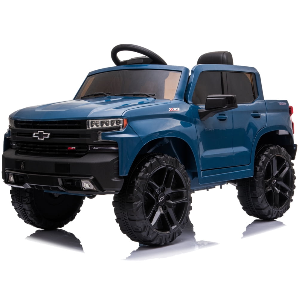Chevrolet Silverado 12V Ride on Truck, Black Ride on Toys with Remote Control, Battery Powered Ride on Cars for Boys, Electric Cars for Kids to Ride, LED Lights, MP3 Music, Foot Pedal, CL220