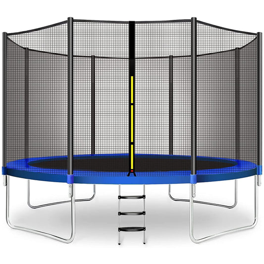 Doufit 10FT Trampoline Jump Recreational Backyard Trampolines Weight Capacity 330LBS with Safe Enclosure Net for 3-4 Kids Adults Indoor Outdoor