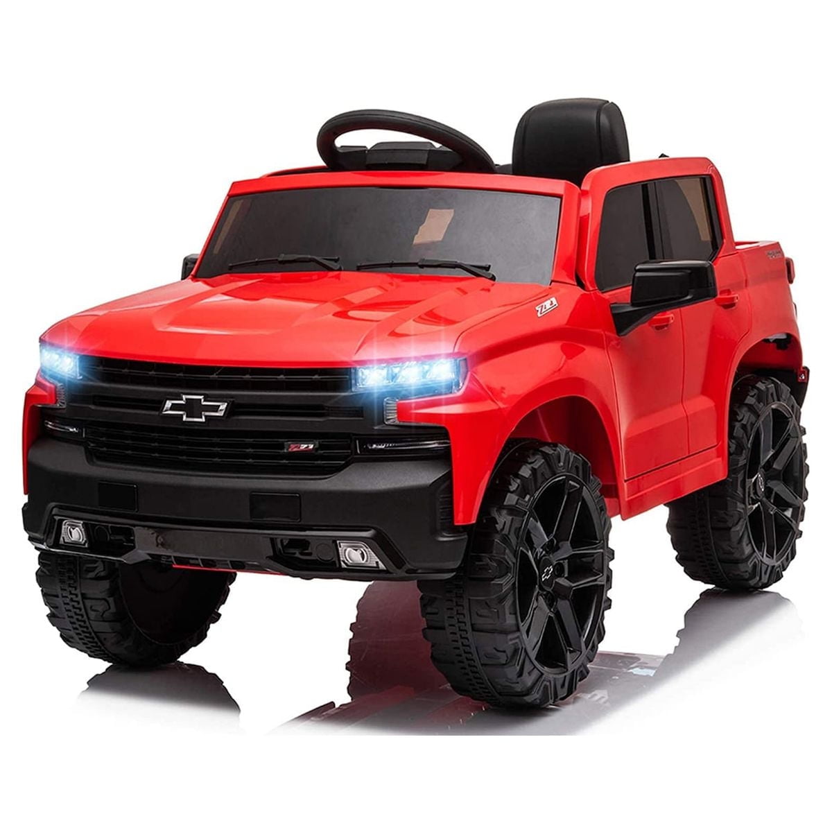 FUNTOK Licensed Chevrolet Silverado 12V Kids Electric Powered Ride on Toy Car with Remote Control & Music Player, Black