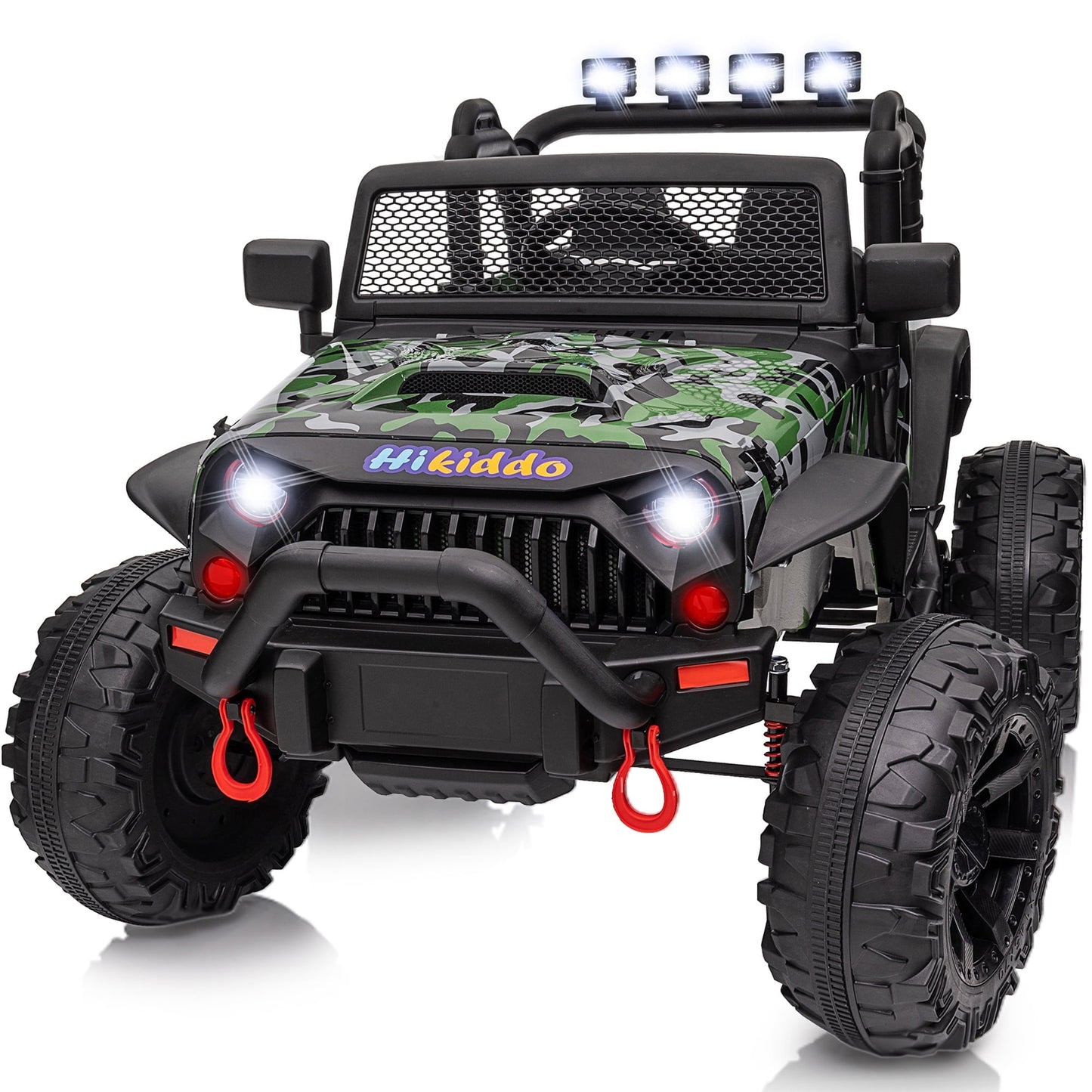 Hikiddo 24 Volt Ride on Toys, 2-Seater Ride on Truck Electric Car for Big Kids with Remote, Bluetooth - Army Green