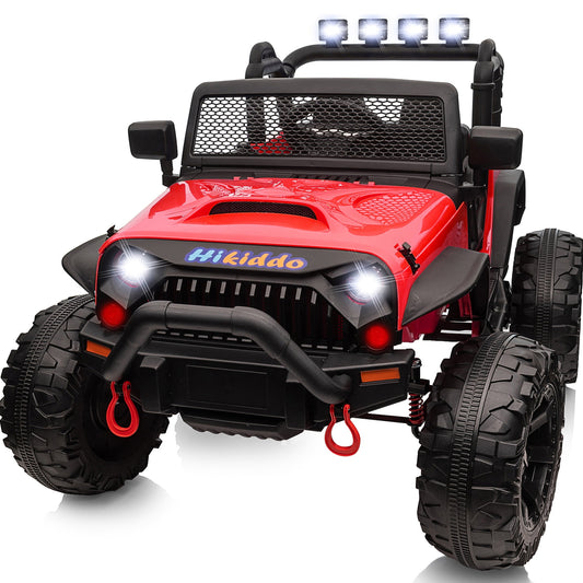 Hikiddo 24 Volt Ride on Toys, 2-Seater Ride on Truck Electric Car for Big Kids with Remote, Bluetooth - Army Green