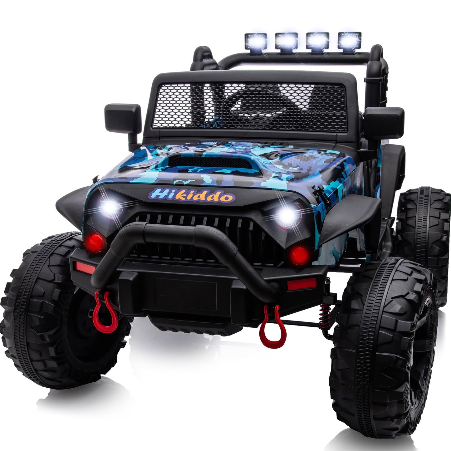 Hikiddo 24 Volt Ride on Toys, 2-Seater Ride on Truck Electric Car for Big Kids with Remote, Bluetooth - Army Green