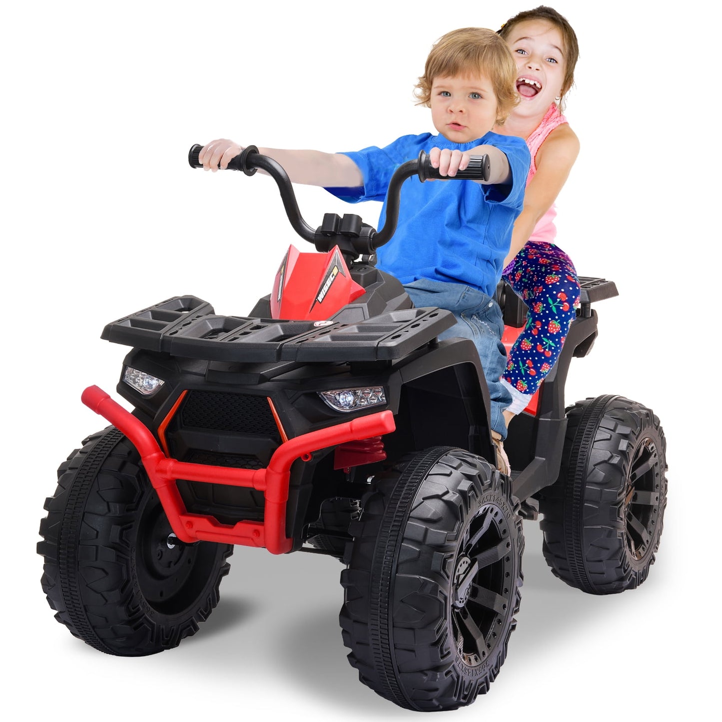 Joyracer 24V Kids Ride on ATV with 2 Seater, 2* 200W Motor 9AH Battery Powered Electric Car w/ LED Lights, High & Low Speed, Music, Suspension, 24 Volt Ride on Toy 4 Wheeler Quad for Boys Girls,Black