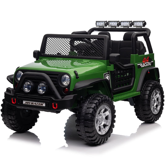 Joyracer 24V Kids Ride on Truck Car with Remote Control & 2 Seater, 2*200W Motor, 9 AH Battery Powered Toy Car w/ Spring Suspension, 4 Large Wheels, 3 Speeds, LED Lights, Bluetooth Music, Black