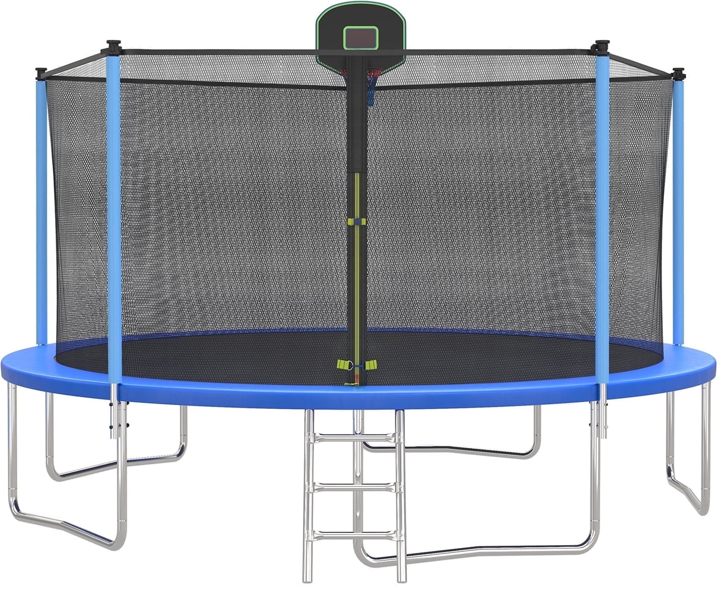 SEGMART 12FT Trampoline for Kids with Basketball Hoop and Enclosure Net/Ladder, Blue