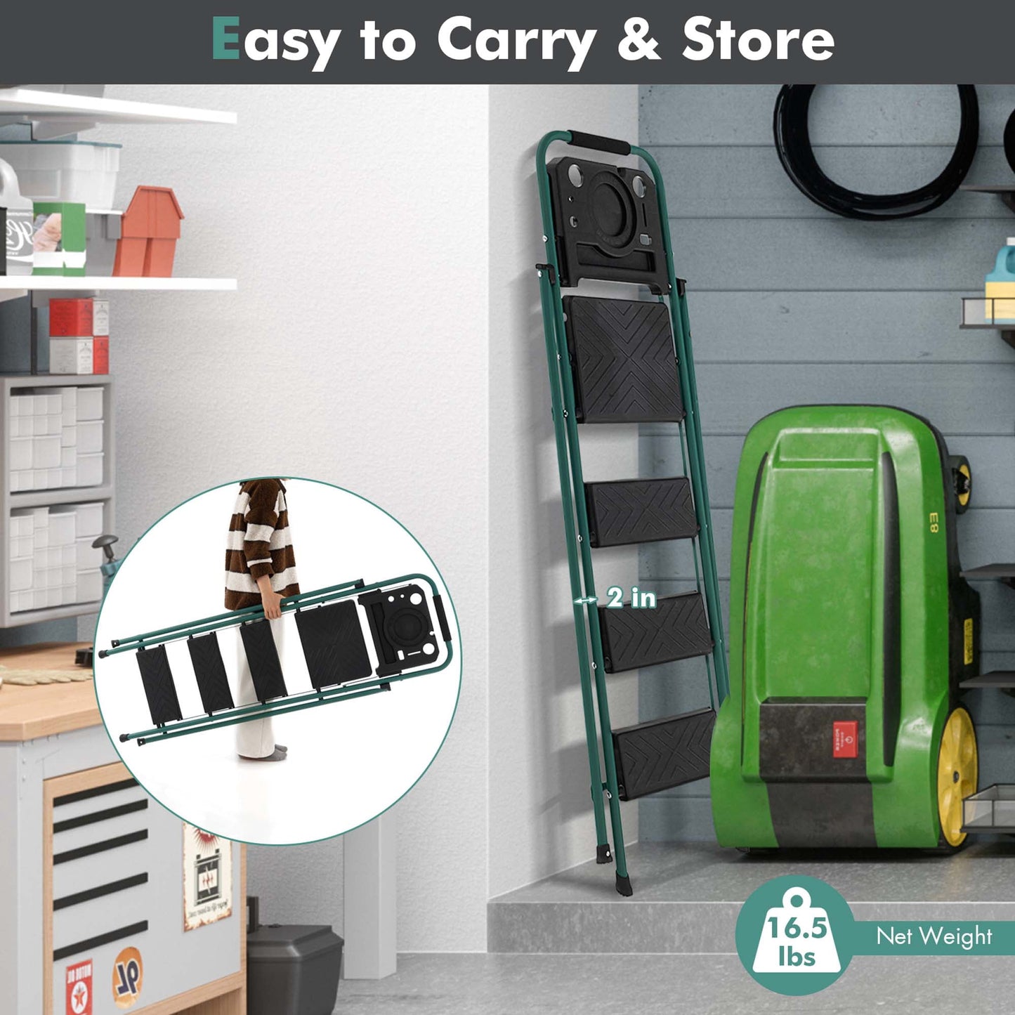 Costway 4 Step Ladder Folding Portable Anti-Slip Steel Step Stool 330lbs with Tool Platform