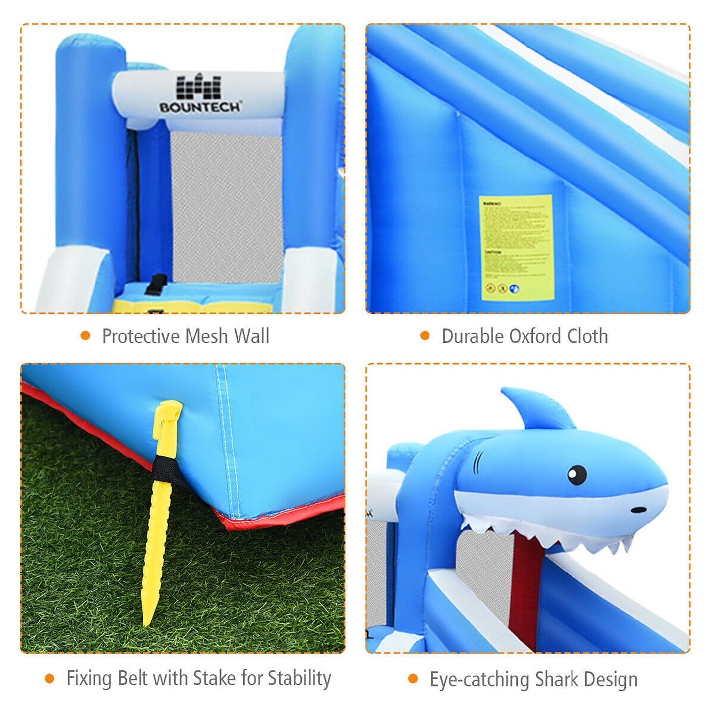 Costway Inflatable Water Slide Animal Shaped Bounce House Castle Splash Water Pool without Blower