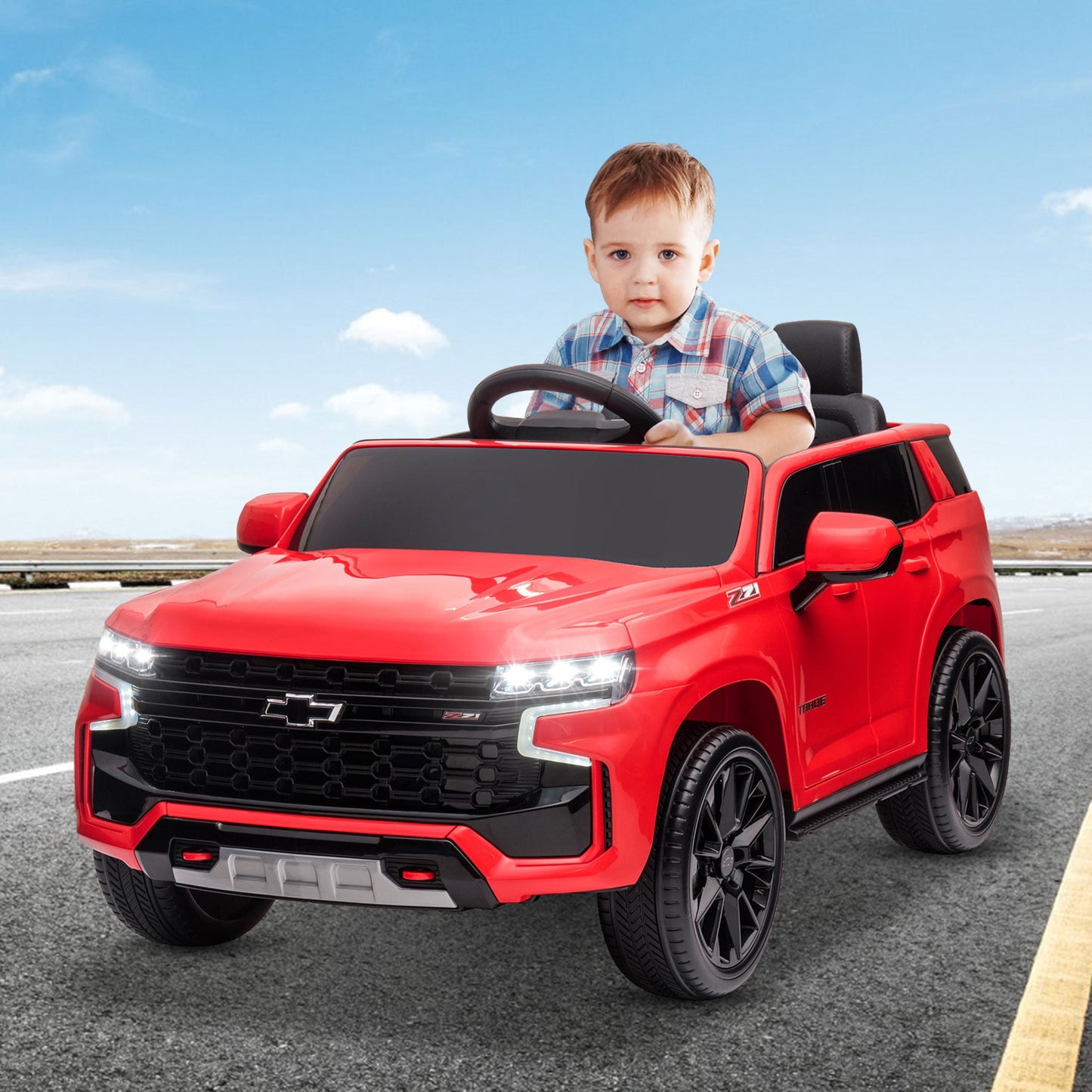 Kids Ride on Car, 12V Powered Ride on Toy with Remote Control, 4 Wheels Suspension, Safety Belt, MP3 Player, LED Lights, Electric Vehicles for 3-5 Years Boys Girls, Black