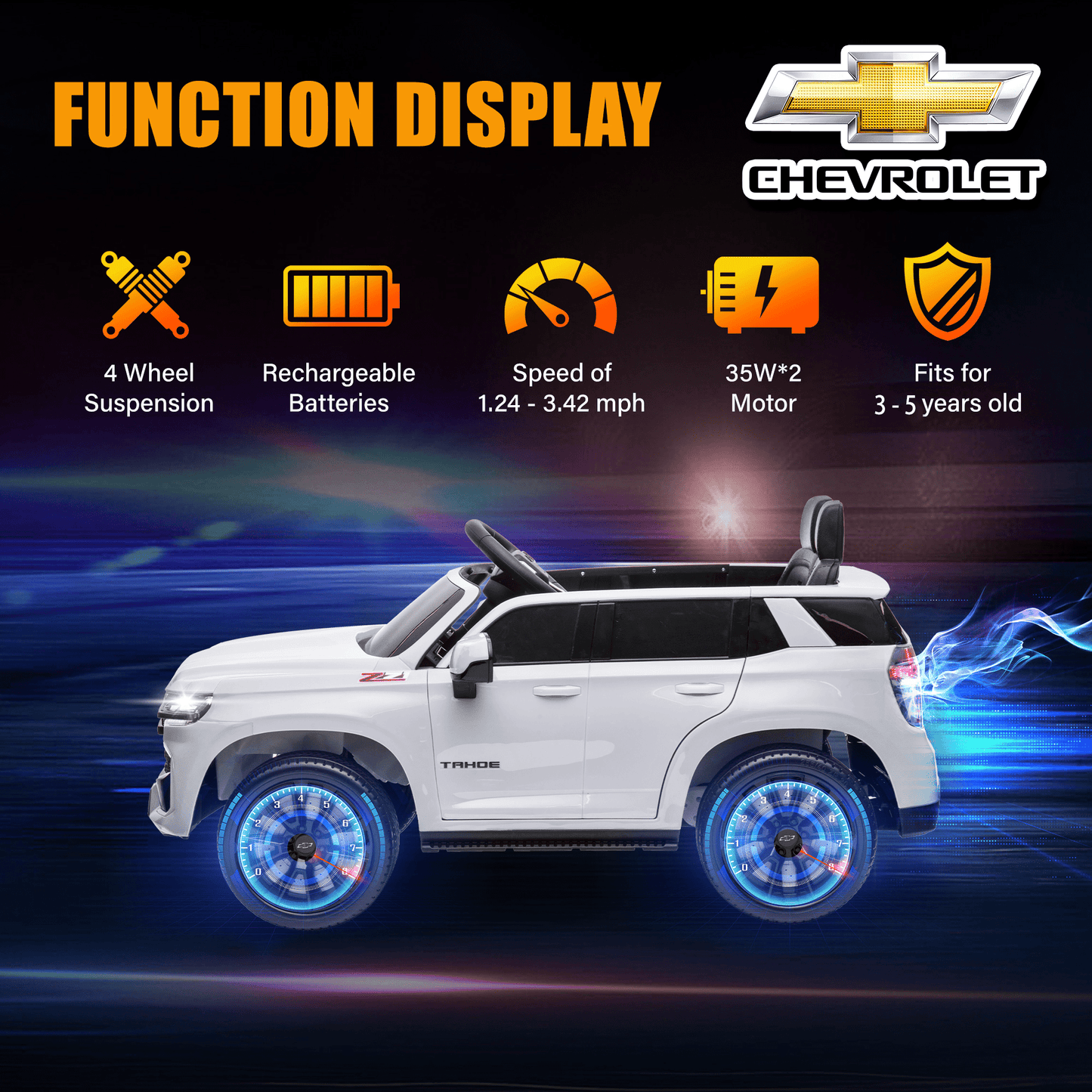 Kids Ride on Car, 12V Powered Ride on Toy with Remote Control, 4 Wheels Suspension, Safety Belt, MP3 Player, LED Lights, Electric Vehicles for 3-5 Years Boys Girls, Black