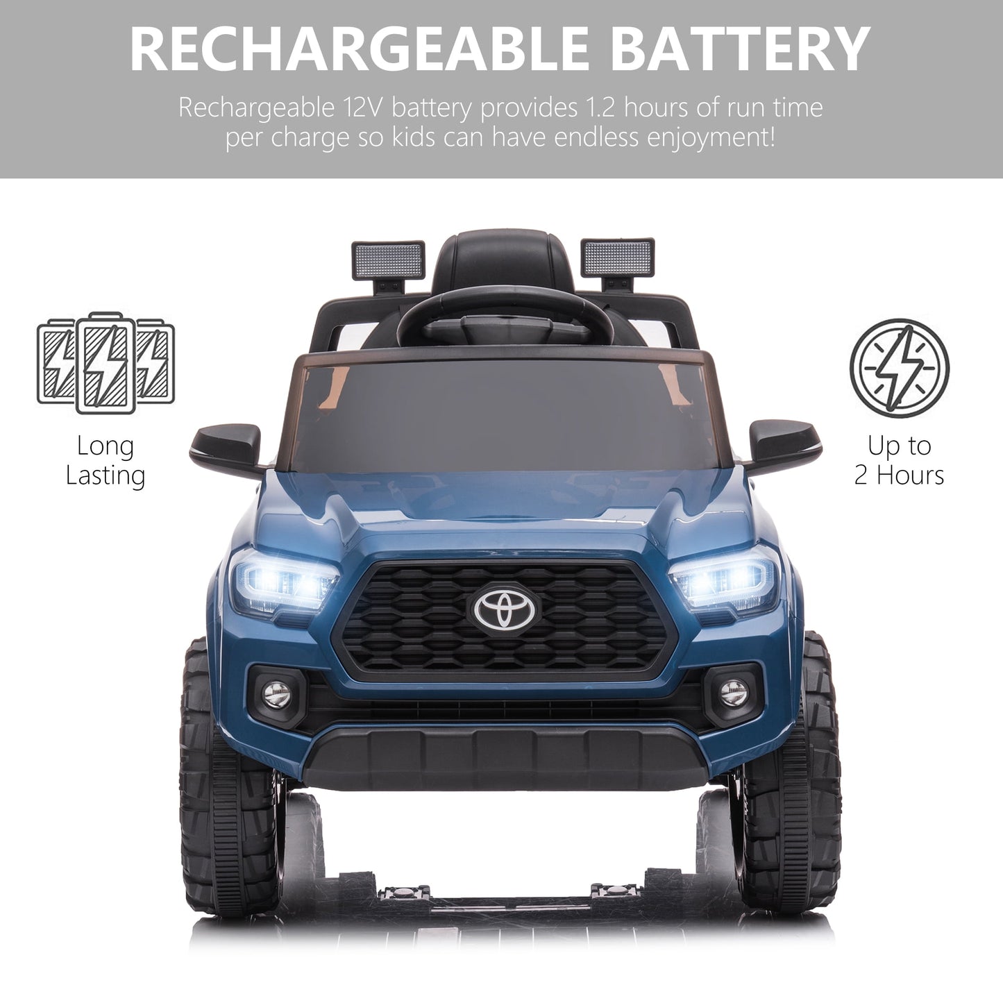 Licensed Toyota Tacoma Electric Ride on Vehicle for Kids, 12V Powered Ride on Car Toys with Remote Control, LED Lights, MP3 Player, Green