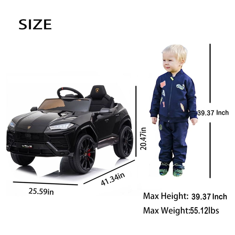 Lamborghini Urus 12V Electric Powered Ride on Car Toys for Girls Boys, Black Kids Electric Vehicles Ride on Toys with Remote Control, Foot Pedal, MP3 Player and LED Headlights, CL61