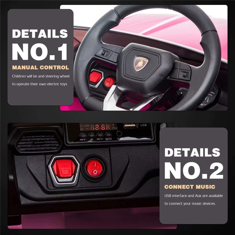 Lamborghini Urus 12V Electric Powered Ride on Car Toys for Girls Boys, Black Kids Electric Vehicles Ride on Toys with Remote Control, Foot Pedal, MP3 Player and LED Headlights, CL61