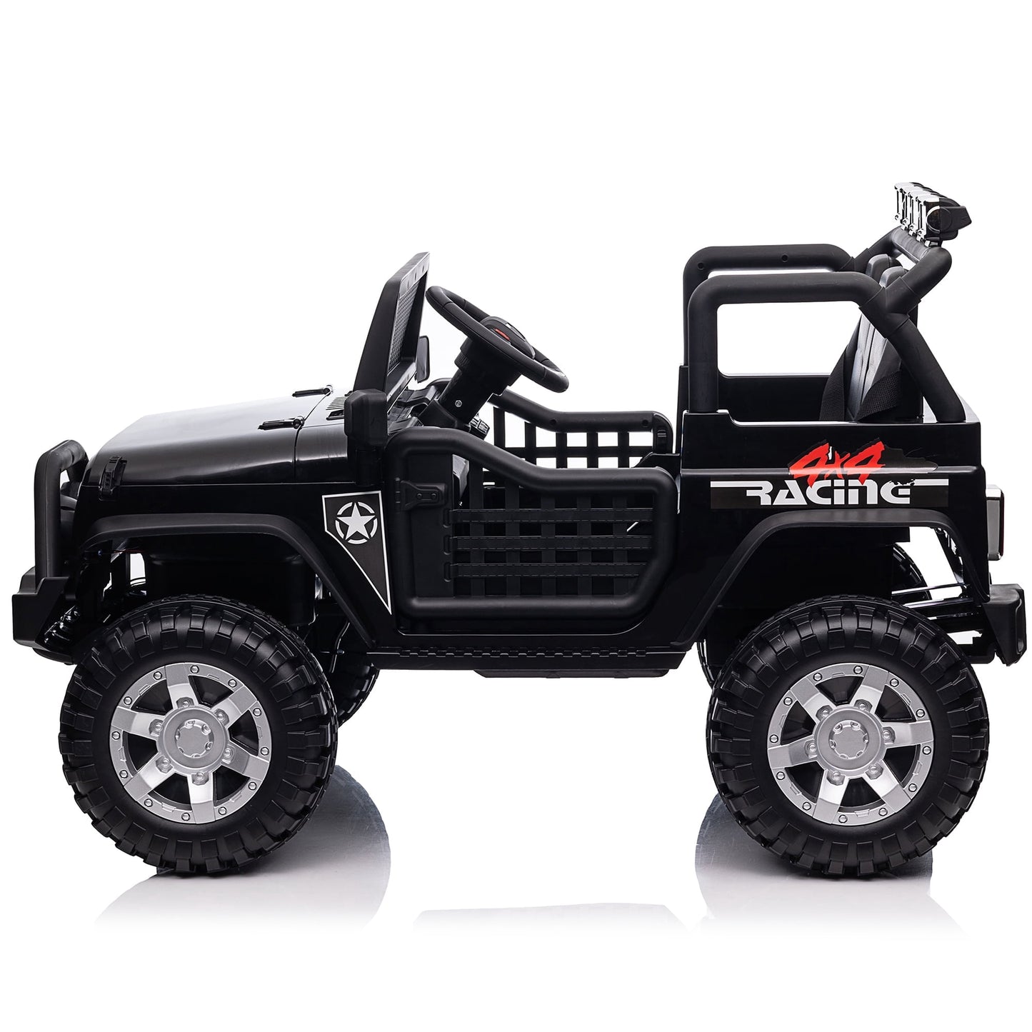 Joyracer 24V Kids Ride on Truck Car with Remote Control & 2 Seater, 2*200W Motor, 9 AH Battery Powered Toy Car w/ Spring Suspension, 4 Large Wheels, 3 Speeds, LED Lights, Bluetooth Music, Black