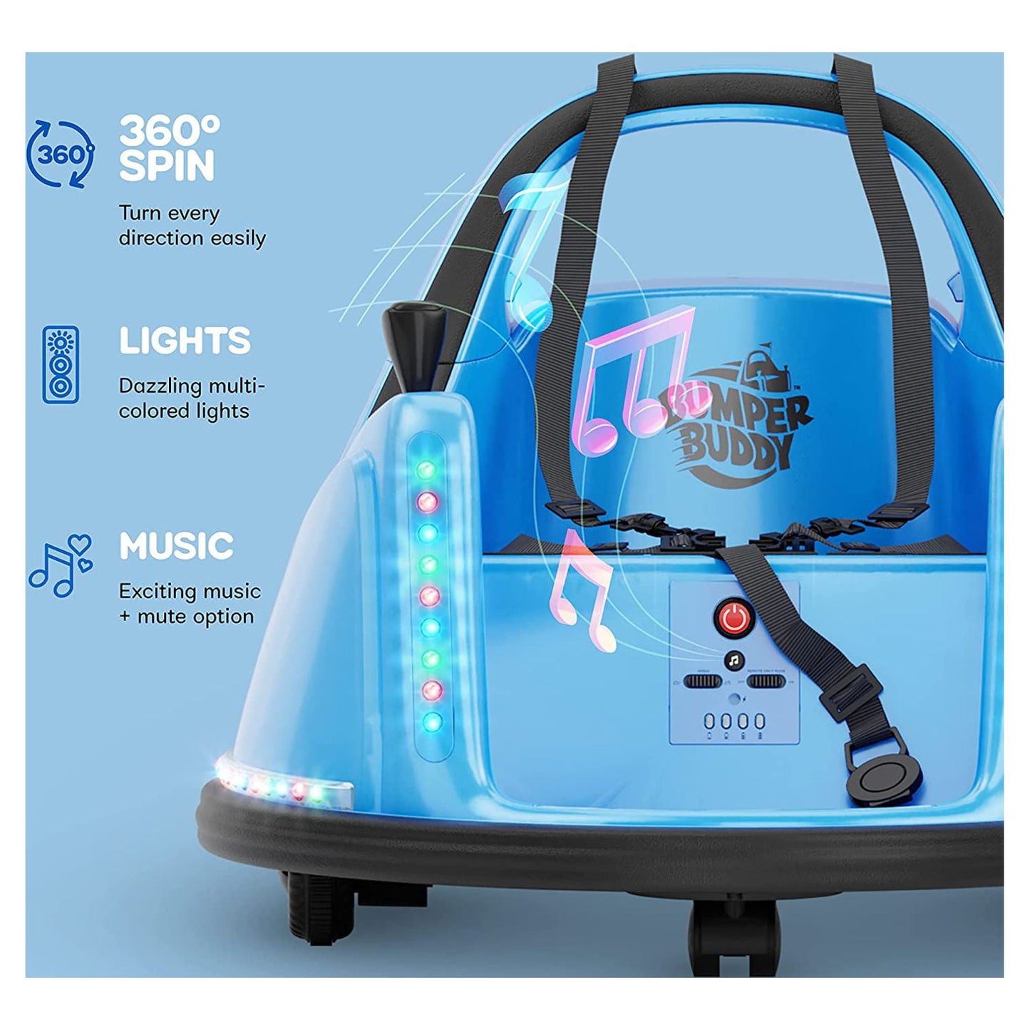 Bumper Buddy Blue 12V 2-Speed Ride on Electric Bumper Car for Kids & Toddlers