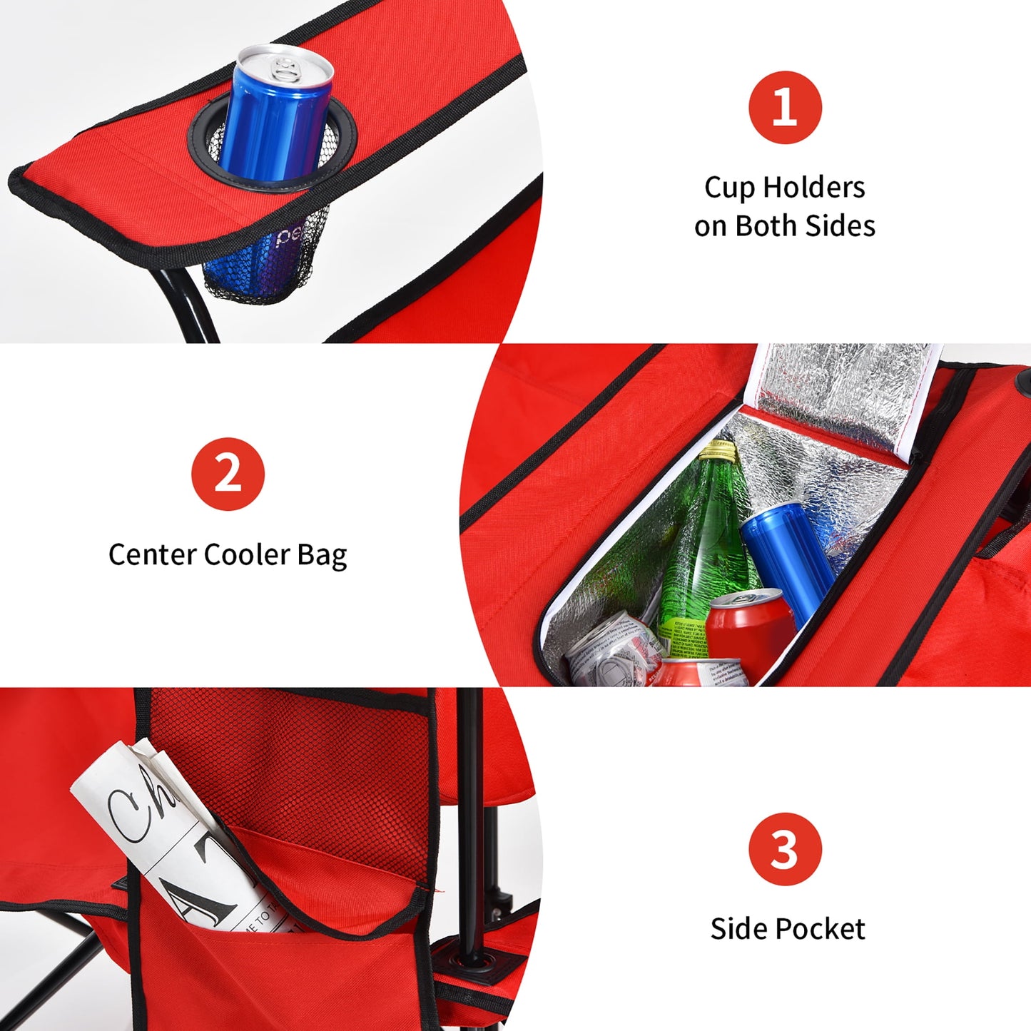 Costway Portable Folding Picnic Double Chair W/Umbrella Table Cooler Beach Camping Chair