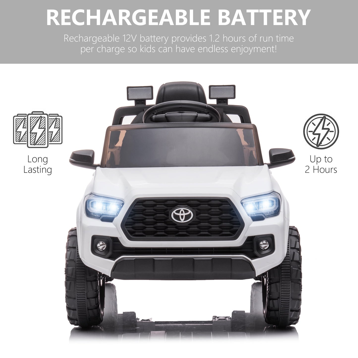 Licensed Toyota Tacoma Electric Ride on Vehicle for Kids, 12V Powered Ride on Car Toys with Remote Control, LED Lights, MP3 Player, Green