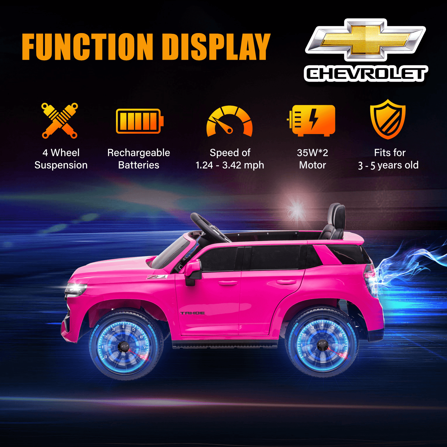 Kids Ride on Car, 12V Powered Ride on Toy with Remote Control, 4 Wheels Suspension, Safety Belt, MP3 Player, LED Lights, Electric Vehicles for 3-5 Years Boys Girls, Black
