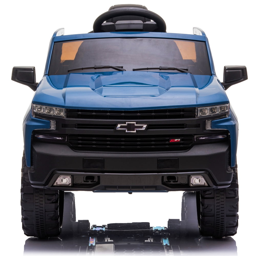 Chevrolet Silverado 12V Ride on Truck, Black Ride on Toys with Remote Control, Battery Powered Ride on Cars for Boys, Electric Cars for Kids to Ride, LED Lights, MP3 Music, Foot Pedal, CL220