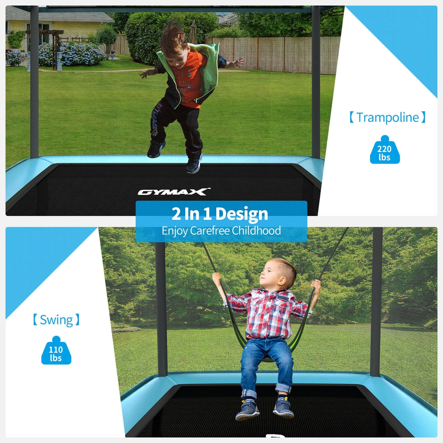 Gymax 6FT Recreational Kids Trampoline W/Swing Safety Enclosure Indoor/Outdoor Orange