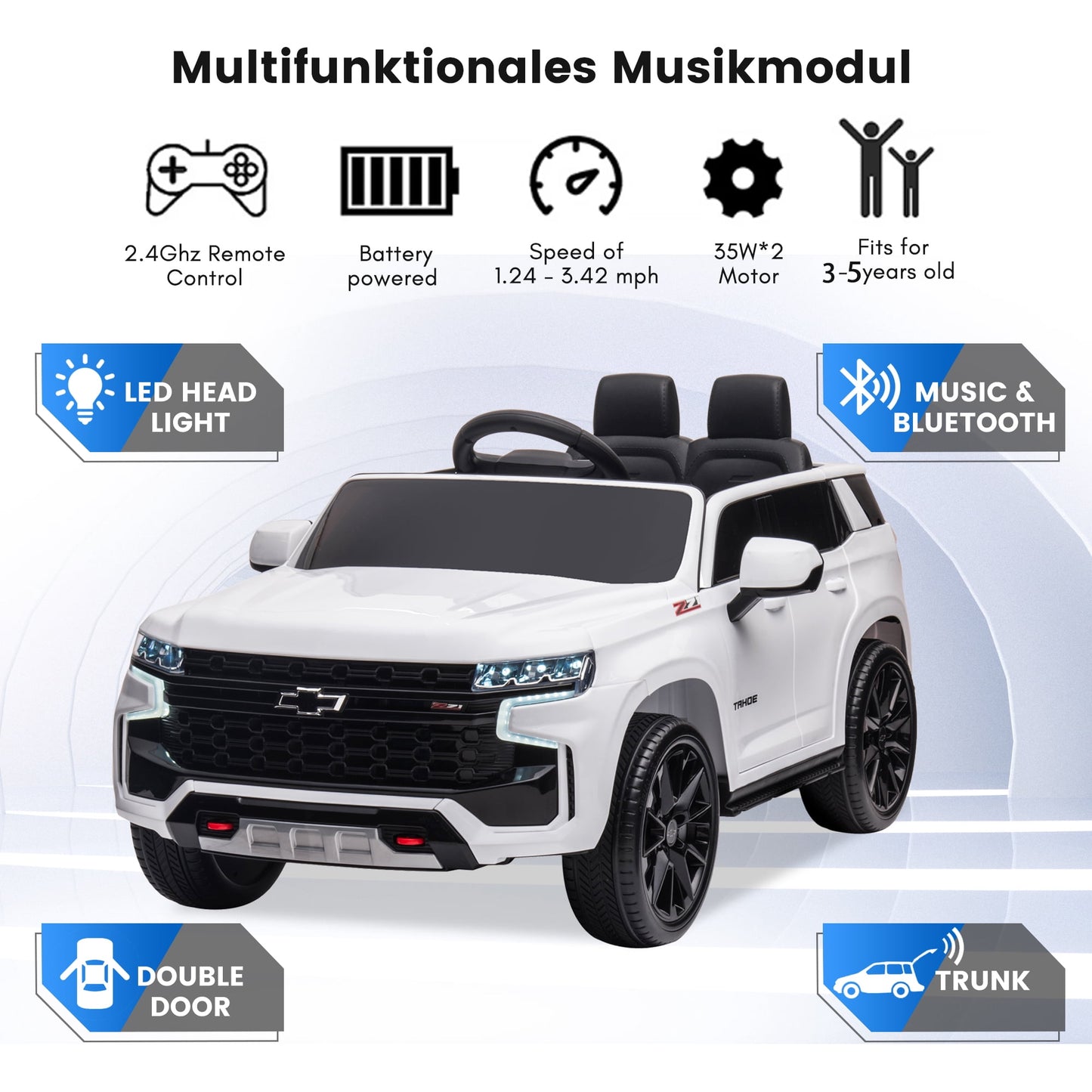 Kids Ride on Car, 12V Powered Ride on Toy with Remote Control, 4 Wheels Suspension, Safety Belt, MP3 Player, LED Lights, Electric Vehicles for 3-5 Years Boys Girls, Black