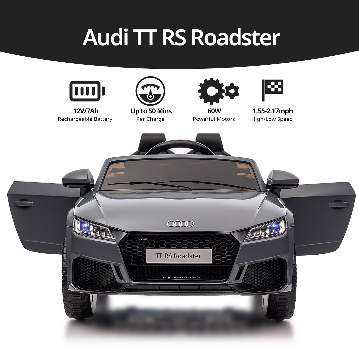 Hikiddo Electric Ride on Car for Kids, Licensed Audi 12V 7Ah Kids Ride-on Toy for Toddlers 2-5 Girl with Remote, Bluetooth - Pink