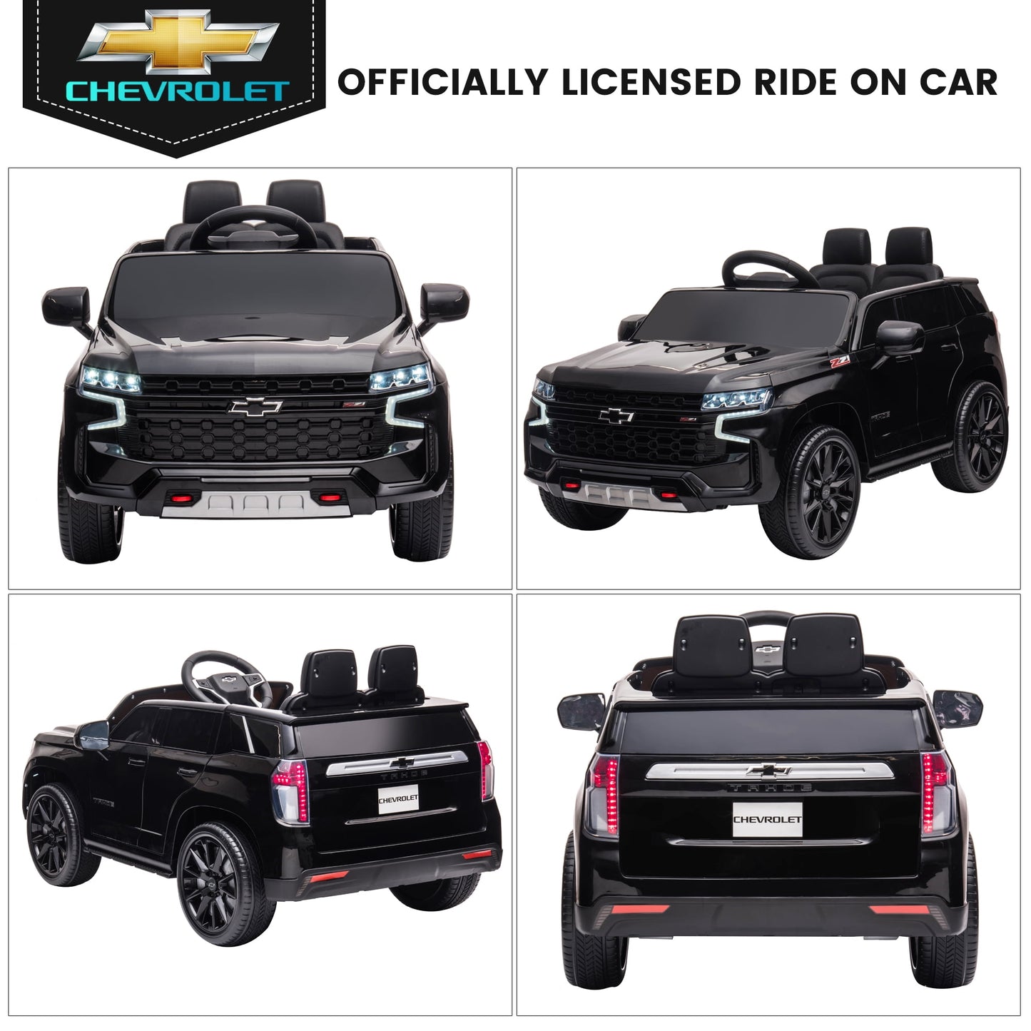 Kids Ride on Car, 12V Powered Ride on Toy with Remote Control, 4 Wheels Suspension, Safety Belt, MP3 Player, LED Lights, Electric Vehicles for 3-5 Years Boys Girls, Black
