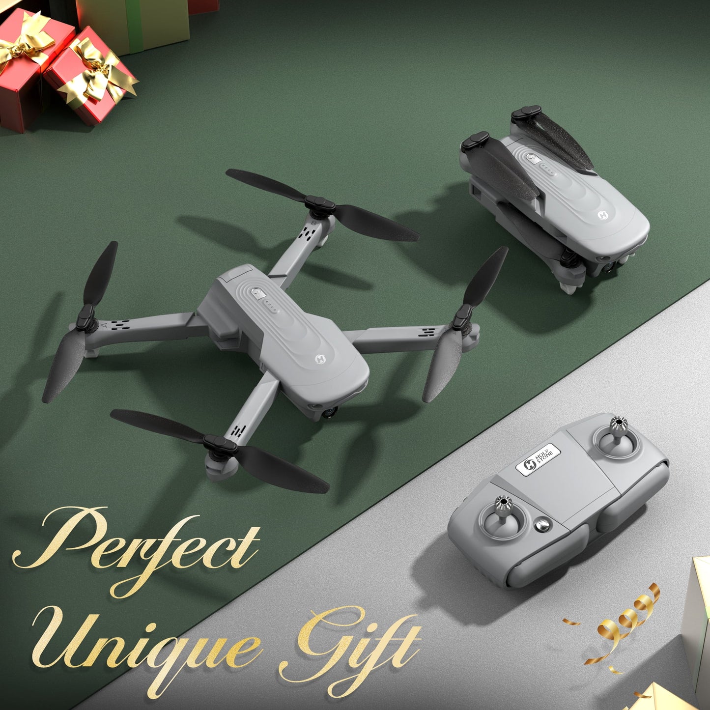 Holy Stone HS175 GPS Drone with Camera for Adults, RC Quadcopter with 2K Camera, Auto Return Home, 2 Batteries, Grey