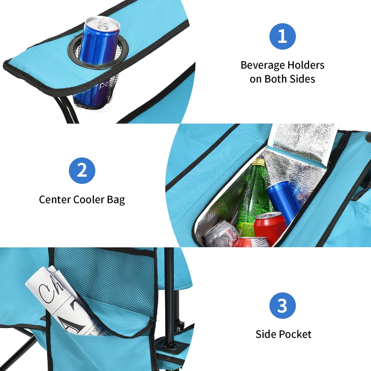 Costway Portable Folding Picnic Double Chair W/Umbrella Table Cooler Beach Camping Chair