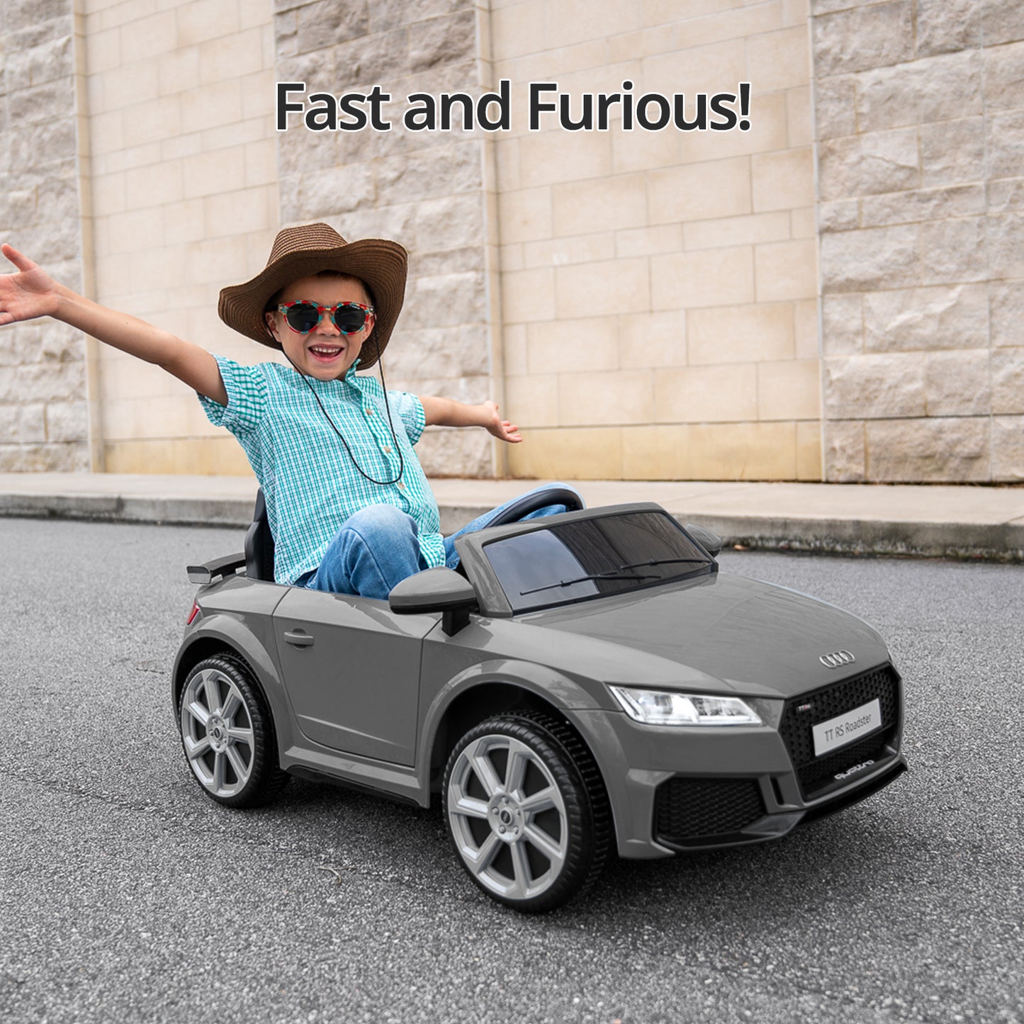 Hikiddo Electric Ride on Car for Kids, Licensed Audi 12V 7Ah Kids Ride-on Toy for Toddlers 2-5 Girl with Remote, Bluetooth - Pink