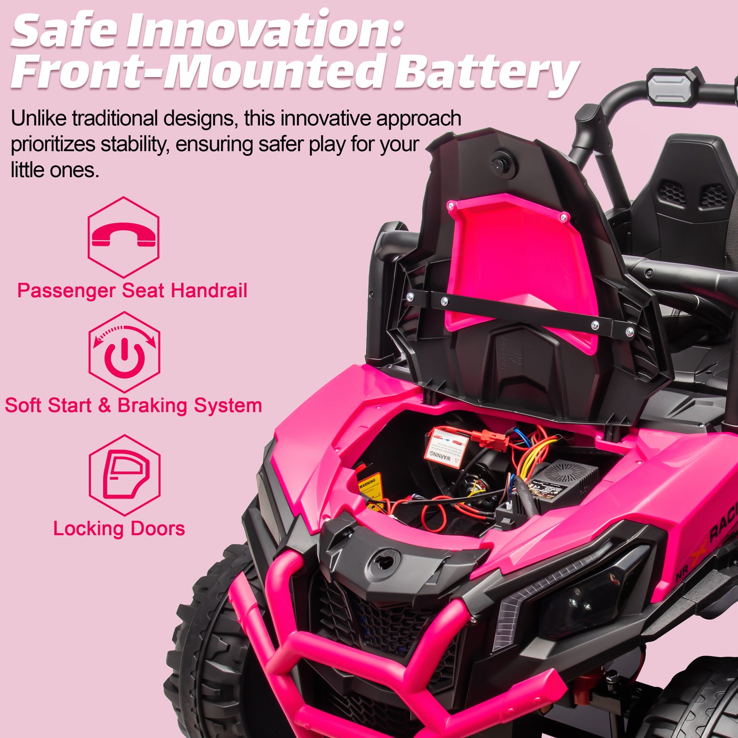 Joyracer 4WD 24V Ride on Toys Car w/ 2 XL Seater Remote Control, Electric Off-Road UTV w/ 4*200W Motor, Powered 4-Wheeler Toy, LED Lights, Spring Suspension, 3 Speeds, Bluetooth Music, Black