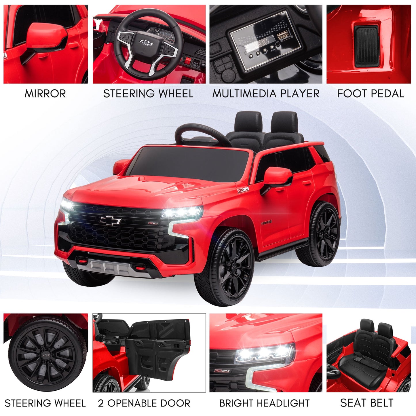 Kids Ride on Car, 12V Powered Ride on Toy with Remote Control, 4 Wheels Suspension, Safety Belt, MP3 Player, LED Lights, Electric Vehicles for 3-5 Years Boys Girls, Black