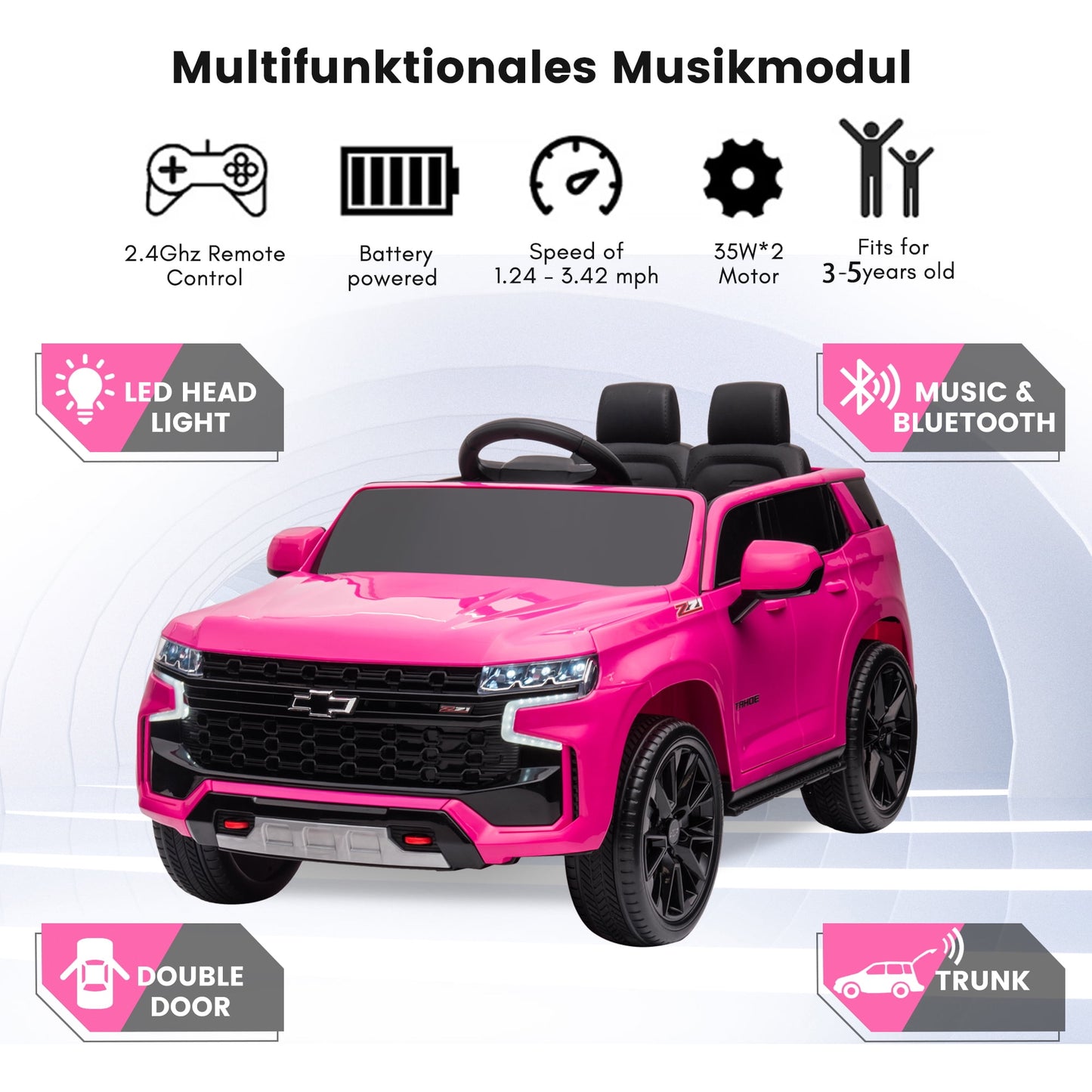 Kids Ride on Car, 12V Powered Ride on Toy with Remote Control, 4 Wheels Suspension, Safety Belt, MP3 Player, LED Lights, Electric Vehicles for 3-5 Years Boys Girls, Black