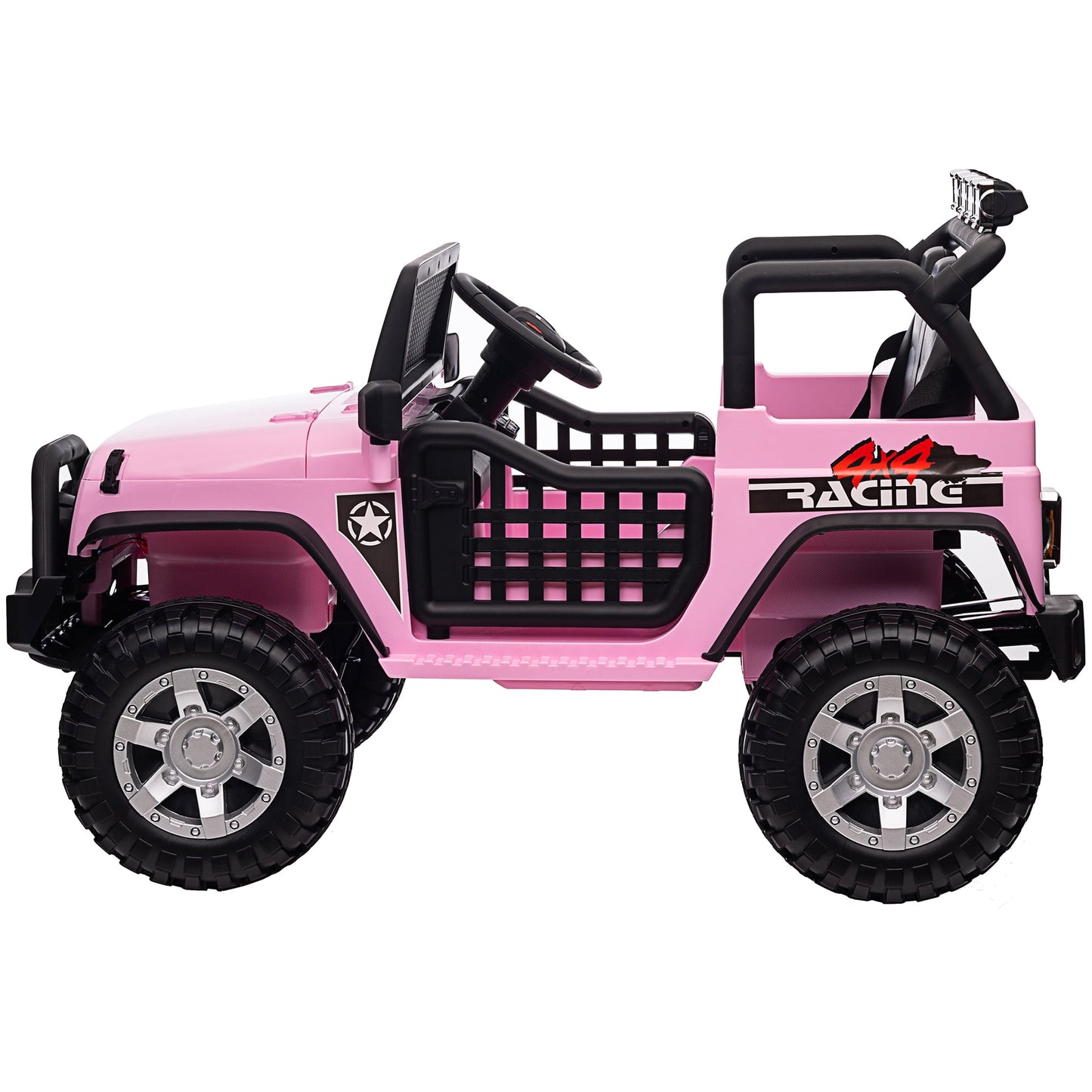Joyracer 24V Kids Ride on Truck Car with Remote Control & 2 Seater, 2*200W Motor, 9 AH Battery Powered Toy Car w/ Spring Suspension, 4 Large Wheels, 3 Speeds, LED Lights, Bluetooth Music, Black