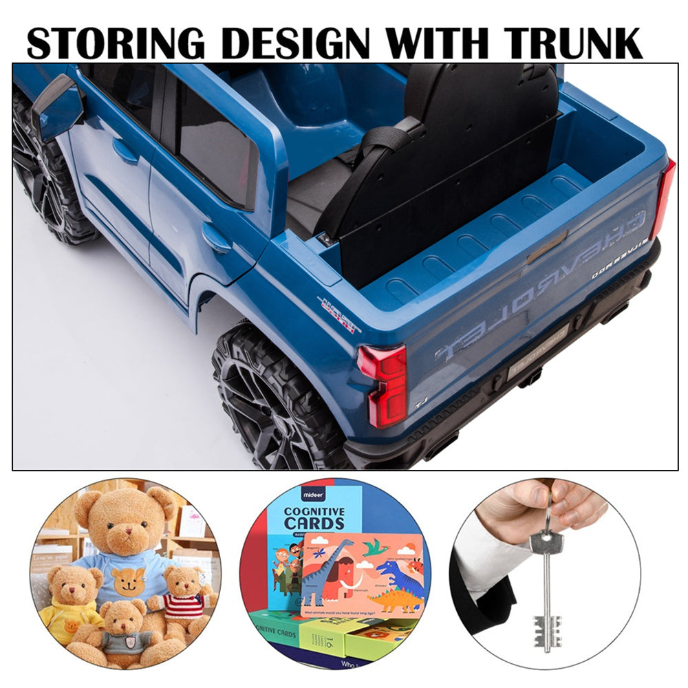 Chevrolet Silverado 12V Ride on Truck, Black Ride on Toys with Remote Control, Battery Powered Ride on Cars for Boys, Electric Cars for Kids to Ride, LED Lights, MP3 Music, Foot Pedal, CL220