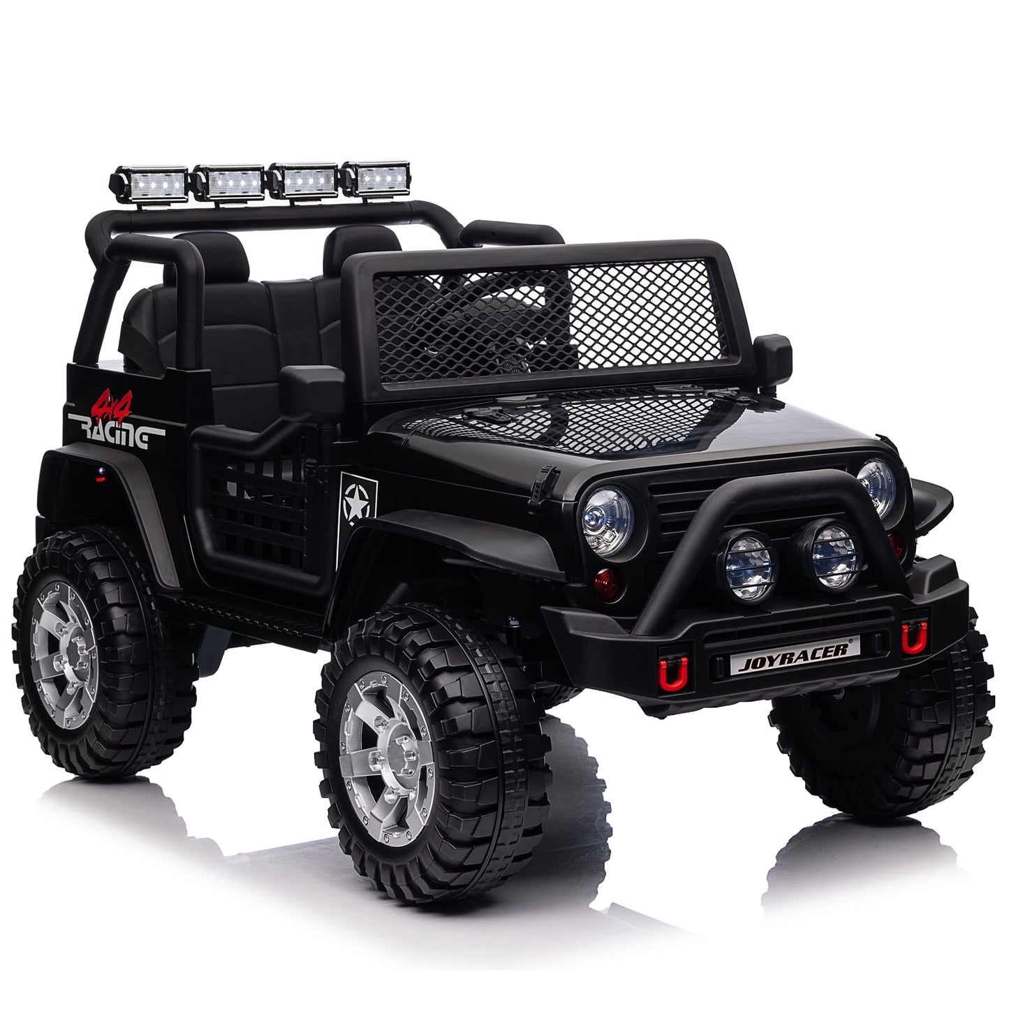 Joyracer 24V Kids Ride on Truck Car with Remote Control & 2 Seater, 2*200W Motor, 9 AH Battery Powered Toy Car w/ Spring Suspension, 4 Large Wheels, 3 Speeds, LED Lights, Bluetooth Music, Black